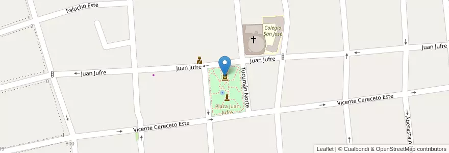 Mapa de ubicacion de Monumento a Juan Jufré/Fundación de San Juan en Argentine, San Juan, Chili, Capital.