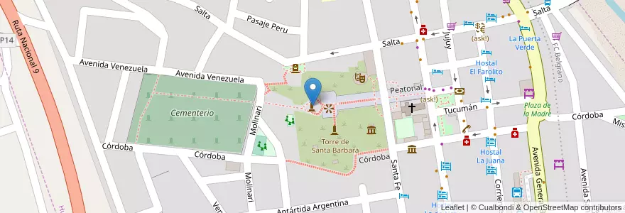 Mapa de ubicacion de Monumento a la Independencia en アルゼンチン, フフイ州, Departamento Humahuaca, Municipio De Humahuaca, Humahuaca.