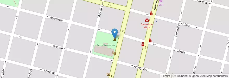 Mapa de ubicacion de Monumento a los 150 años de la fundaciòn de Villa Mercedes en آرژانتین, San Luis, General Pedernera, Villa Mercedes, Municipio De Villa Mercedes.