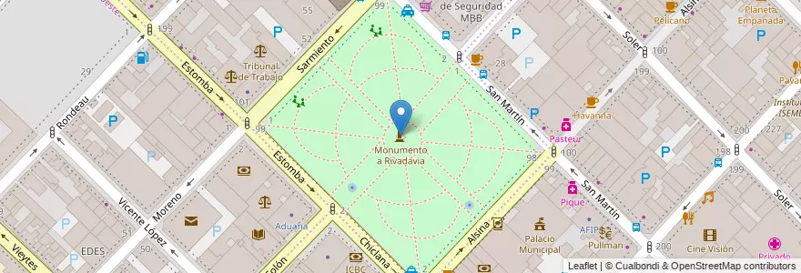 Mapa de ubicacion de Monumento a Rivadavia en Argentinië, Buenos Aires, Partido De Bahía Blanca, Bahía Blanca.