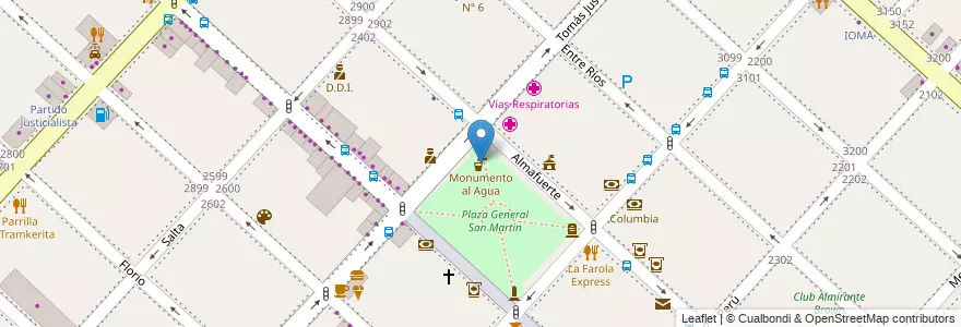 Mapa de ubicacion de Monumento al Agua en 阿根廷, 布宜诺斯艾利斯省, Partido De La Matanza, San Justo.