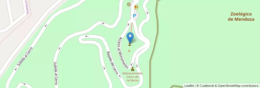 Mapa de ubicacion de Monumento al Ejército de Los Andes en Аргентина, Чили, Мендоса, Departamento Capital, Sección 9ª Parque General San Martín, Ciudad De Mendoza.