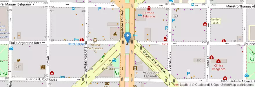 Mapa de ubicacion de Monumento al General José de San Martín en Arjantin, Şili, Neuquén, Departamento Confluencia, Municipio De Neuquén, Neuquén.
