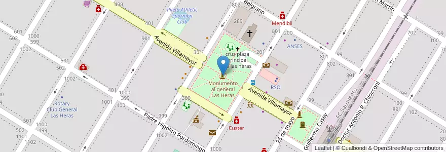 Mapa de ubicacion de Monumento al general Las Heras en Arjantin, Buenos Aires, Partido De General Las Heras, General Las Heras.