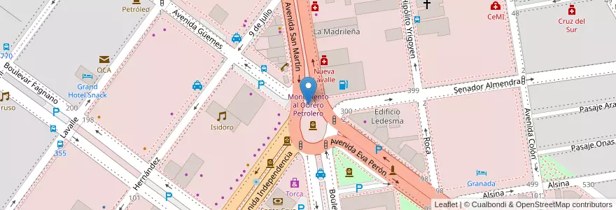 Mapa de ubicacion de Monumento al Obrero Petrolero en Argentinië, Santa Cruz, Chili, Mercado De La Ciudad, Deseado, Caleta Olivia.
