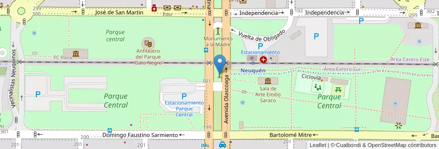 Mapa de ubicacion de Monumento "Centenario de la Ciudad de Neuquén" en آرژانتین, شیلی, استان نئوکن, Departamento Confluencia, Municipio De Neuquén, Neuquén.