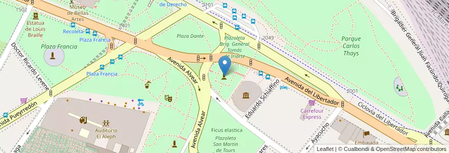 Mapa de ubicacion de Monumento ecuestre a Carlos María de Alvear, Recoleta en Argentinië, Ciudad Autónoma De Buenos Aires, Comuna 2, Comuna 1, Buenos Aires.