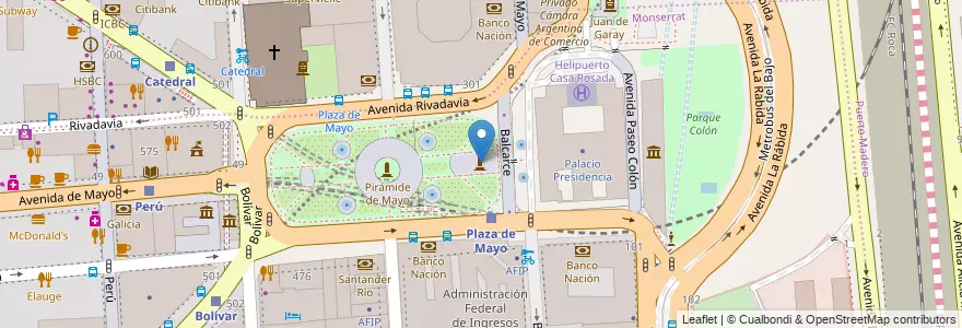 Mapa de ubicacion de Monumento ecuestre al General Manuel Belgrano, Montserrat en アルゼンチン, Ciudad Autónoma De Buenos Aires, Comuna 1, ブエノスアイレス.