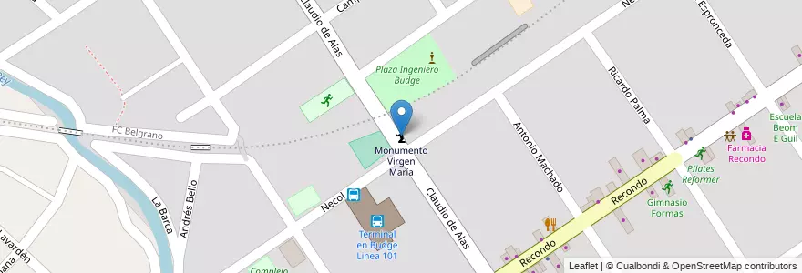 Mapa de ubicacion de Monumento Virgen María en 阿根廷, 布宜诺斯艾利斯省, Partido De Lomas De Zamora, Ingeniero Budge.