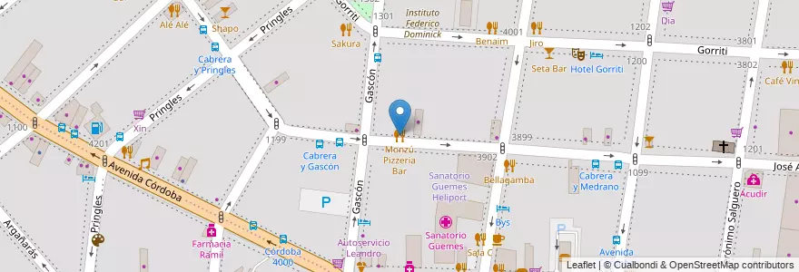 Mapa de ubicacion de Monzú Pizzeria Bar, Palermo en الأرجنتين, Ciudad Autónoma De Buenos Aires, Buenos Aires.
