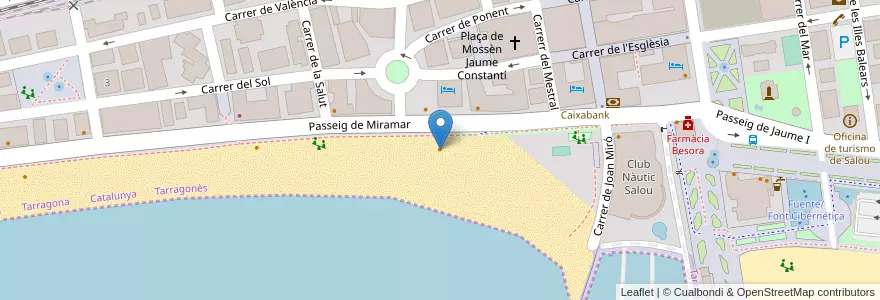 Mapa de ubicacion de Morabito Beach en İspanya, Catalunya, Tarragona, Tarragonès, Salou.