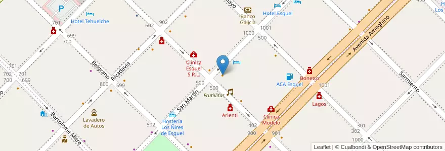 Mapa de ubicacion de Morena Resto Bar en Arjantin, Şili, Chubut, Departamento Futaleufú, Esquel.