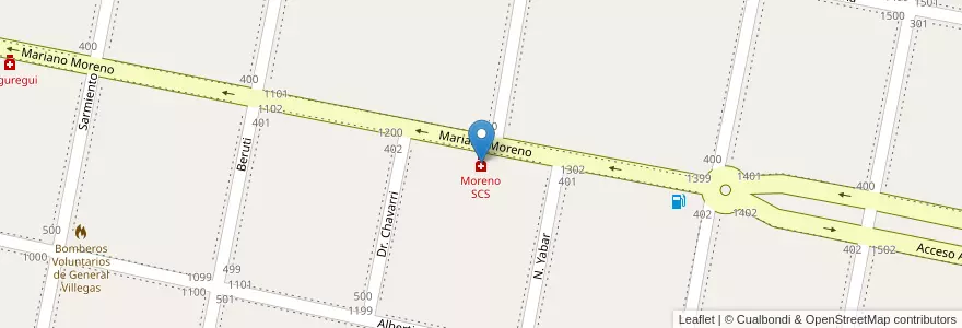 Mapa de ubicacion de Moreno SCS en 阿根廷, 布宜诺斯艾利斯省, Partido De General Villegas.
