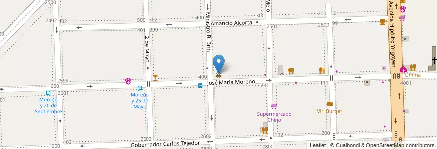 Mapa de ubicacion de Moreno en アルゼンチン, ブエノスアイレス州, Partido De Lanús, Lanús Oeste.