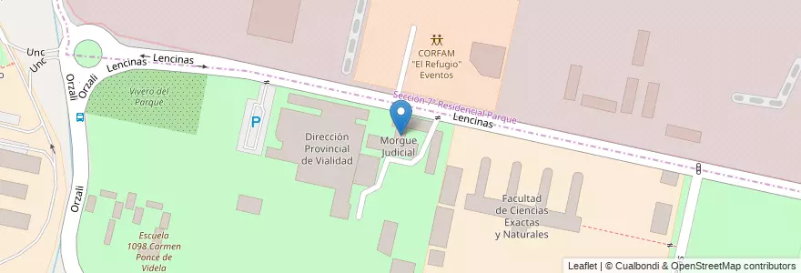 Mapa de ubicacion de Morgue Judicial en Argentina, Cile, Mendoza, Departamento Capital, Ciudad De Mendoza.