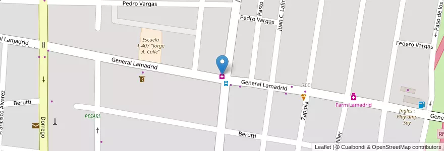Mapa de ubicacion de Mori Dorrego en アルゼンチン, チリ, メンドーサ州, Departamento Guaymallén, Distrito Dorrego.