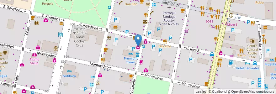 Mapa de ubicacion de Mori España en アルゼンチン, チリ, メンドーサ州, Departamento Capital, Sección 2ª Barrio Cívico, Ciudad De Mendoza.