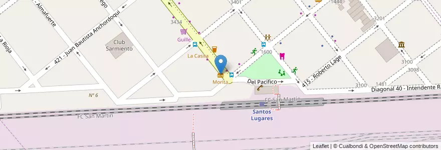 Mapa de ubicacion de Morita en アルゼンチン, ブエノスアイレス州, Partido De Tres De Febrero, Santos Lugares.