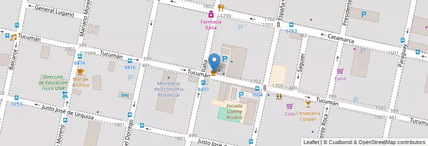 Mapa de ubicacion de Morning Café en アルゼンチン, サンタフェ州, Departamento Rosario, Municipio De Rosario, ロサリオ.