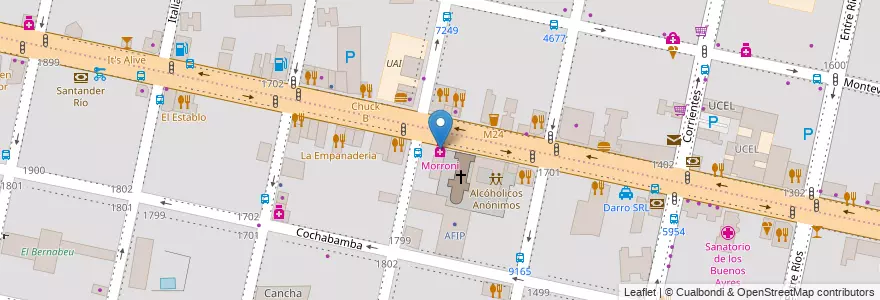 Mapa de ubicacion de Morroni en الأرجنتين, سانتا في, Departamento Rosario, Municipio De Rosario, روساريو.