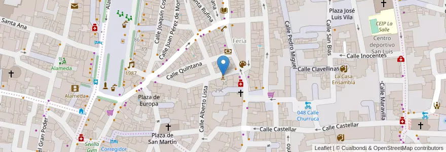 Mapa de ubicacion de Moscow&Artspirits. en İspanya, Andalucía, Sevilla, Sevilla.