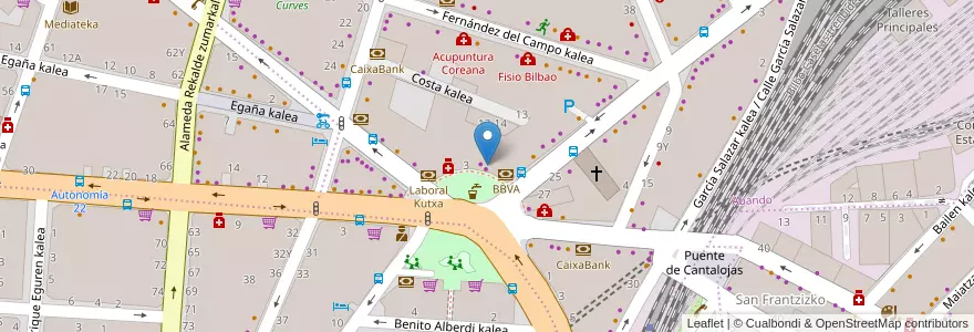 Mapa de ubicacion de Mosela en 西班牙, 巴斯克, 比斯开, Bilboaldea, 毕尔巴鄂.