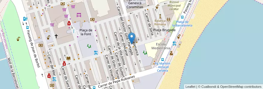 Mapa de ubicacion de Mossos d'Esquadra en Espanha, Catalunha, Barcelona, Barcelonès, Barcelona.