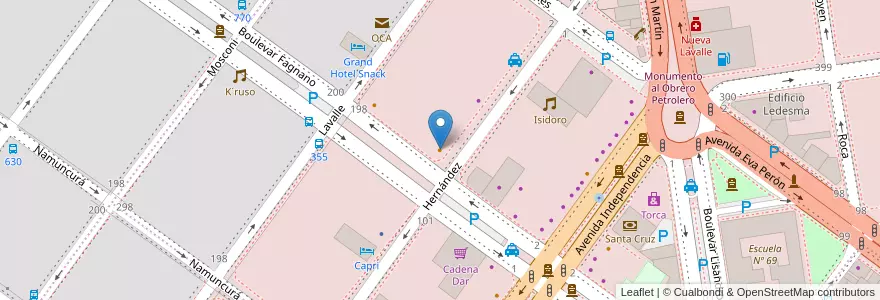 Mapa de ubicacion de Mostaza en アルゼンチン, サンタクルス州, チリ, Mercado De La Ciudad, Deseado, Caleta Olivia.