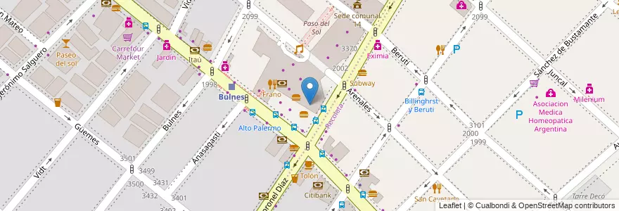 Mapa de ubicacion de Mostaza, Palermo en آرژانتین, Ciudad Autónoma De Buenos Aires, Comuna 2, Buenos Aires.