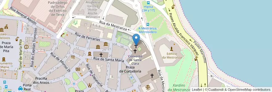 Mapa de ubicacion de Mosteiro de Santa Bárbara en スペイン, ガリシア州, A Coruña, A Coruña, A Coruña.