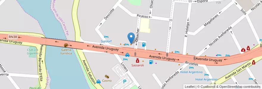 Mapa de ubicacion de Mosto en Argentinië, Córdoba, Departamento Punilla, Pedanía San Roque, Municipio De Villa Carlos Paz, Villa Carlos Paz.