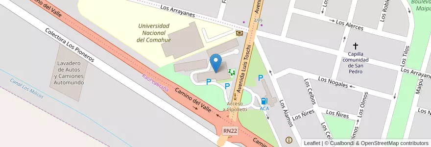 Mapa de ubicacion de Motel ACA Cipolletti en 아르헨티나, 칠레, 리오네그로주, Cipolletti, Departamento General Roca.
