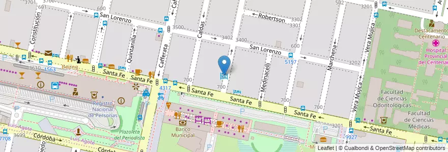 Mapa de ubicacion de Motel Le Nid en الأرجنتين, سانتا في, Departamento Rosario, Municipio De Rosario, روساريو.