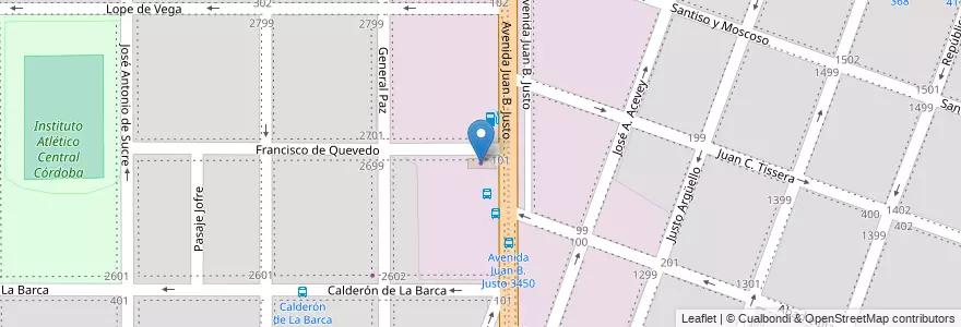 Mapa de ubicacion de Moto Paez en アルゼンチン, コルドバ州, Departamento Capital, Pedanía Capital, Córdoba, Municipio De Córdoba.