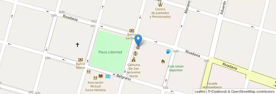 Mapa de ubicacion de Motor Club San Jerónimo Norte en آرژانتین, سانتافه, Departamento Las Colonias, Municipio De San Jerónimo Norte, San Jerónimo Norte.