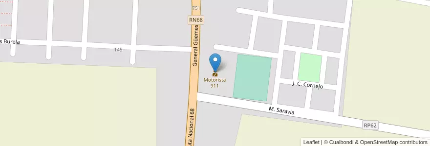 Mapa de ubicacion de Motorista 911 en Arjantin, Salta, Chicoana, Municipio De El Carril, El Carril.
