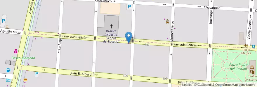 Mapa de ubicacion de Motos Sacchi en アルゼンチン, チリ, メンドーサ州, Departamento Capital, Ciudad De Mendoza, Sección 3ª Parque O'Higgins.