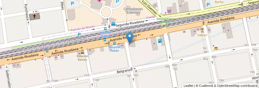 Mapa de ubicacion de Motoswift en アルゼンチン, ブエノスアイレス州, Partido De La Matanza, Ramos Mejía, Haedo.