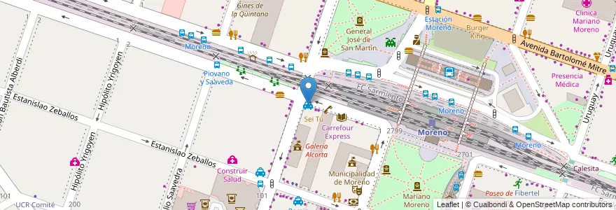 Mapa de ubicacion de Movil Rap en アルゼンチン, ブエノスアイレス州, Partido De Moreno, Moreno.