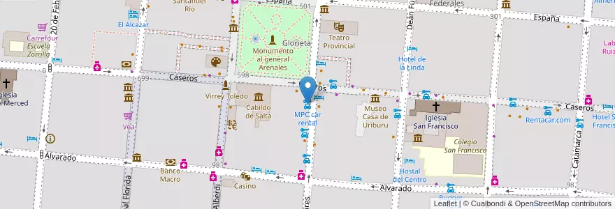 Mapa de ubicacion de MPC car rental en الأرجنتين, Salta, Capital, Municipio De Salta, Salta.