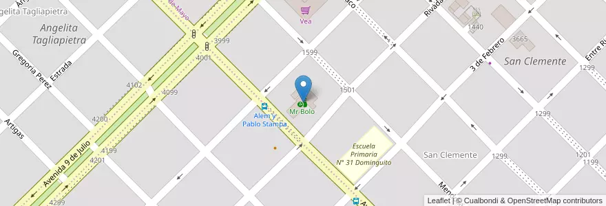 Mapa de ubicacion de Mr Bolo en الأرجنتين, إنتري ريوس, Departamento Federación, Distrito Mandisoví, Chajarí.
