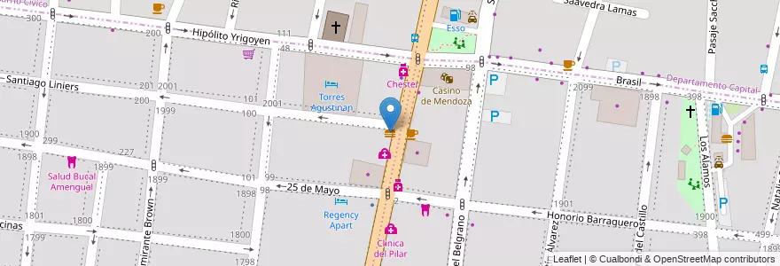 Mapa de ubicacion de Mr Dogs en Arjantin, Şili, Mendoza, Godoy Cruz, Departamento Godoy Cruz, Distrito Ciudad De Godoy Cruz.