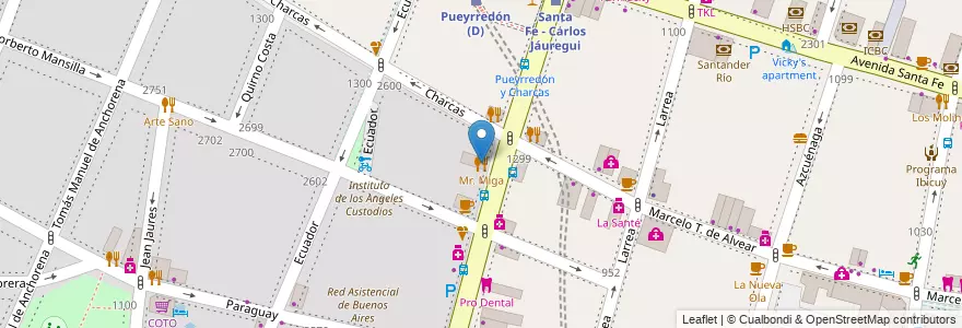 Mapa de ubicacion de Mr. Miga, Recoleta en 阿根廷, Ciudad Autónoma De Buenos Aires, Comuna 2, 布宜诺斯艾利斯.