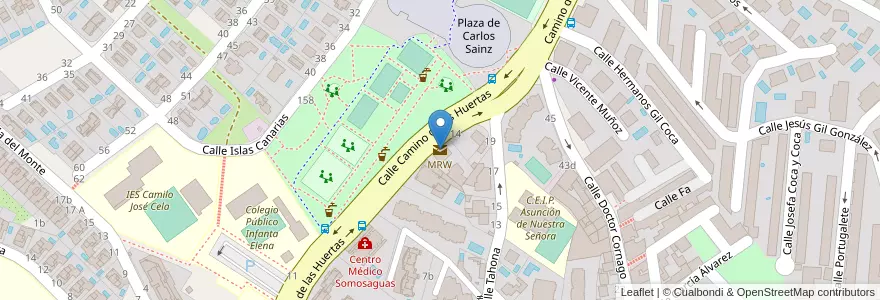Mapa de ubicacion de MRW en Испания, Мадрид, Мадрид, Área Metropolitana De Madrid Y Corredor Del Henares, Pozuelo De Alarcón.
