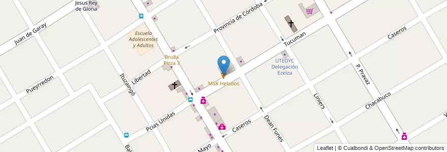 Mapa de ubicacion de MSK Helados en Arjantin, Buenos Aires, Partido De Ezeiza, Ezeiza.