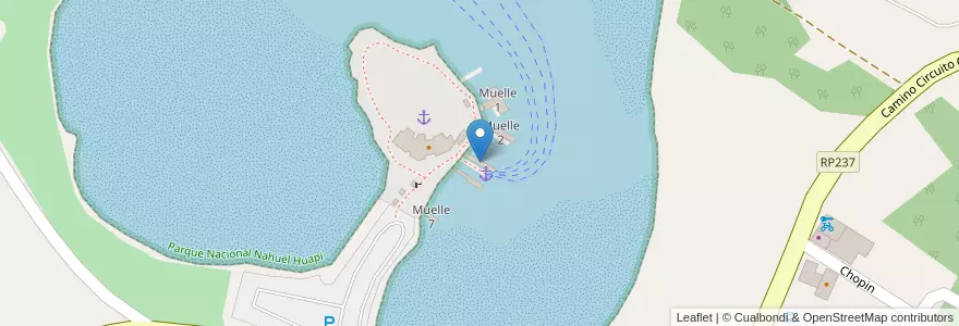Mapa de ubicacion de Muelle 4 en 阿根廷, 智利, 内格罗河省, Departamento Bariloche, Villa Llao Llao.