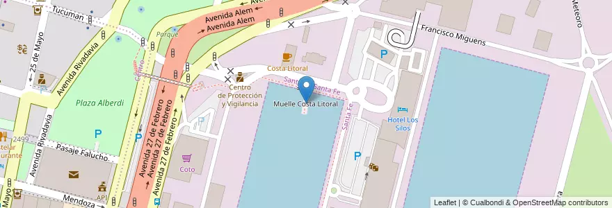 Mapa de ubicacion de Muelle Costa Litoral en الأرجنتين, سانتا في, إدارة العاصمة, سانتا في العاصمة, سانتا في.