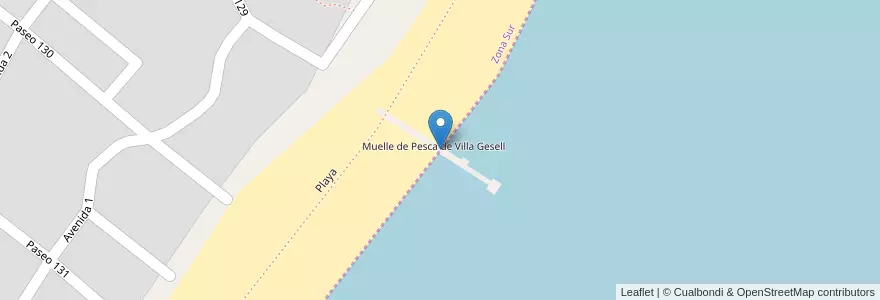 Mapa de ubicacion de Muelle de Pesca de Villa Gesell en 아르헨티나, Partido De Villa Gesell.