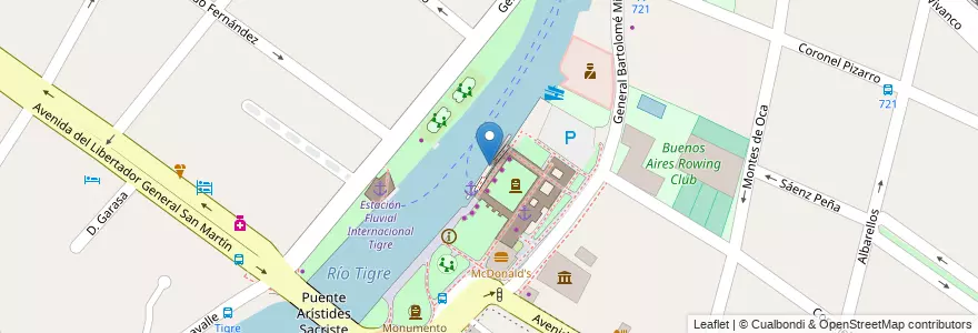 Mapa de ubicacion de Muelle Estación Fluvial en Argentinië, Buenos Aires, Partido De Tigre, Tigre.