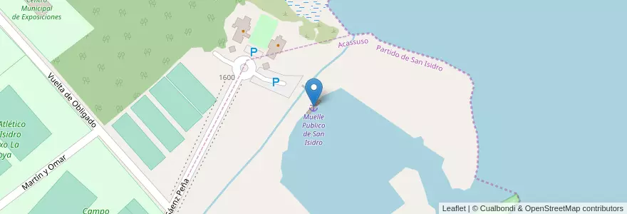 Mapa de ubicacion de Muelle Publico de San Isidro en Arjantin, Acassuso.